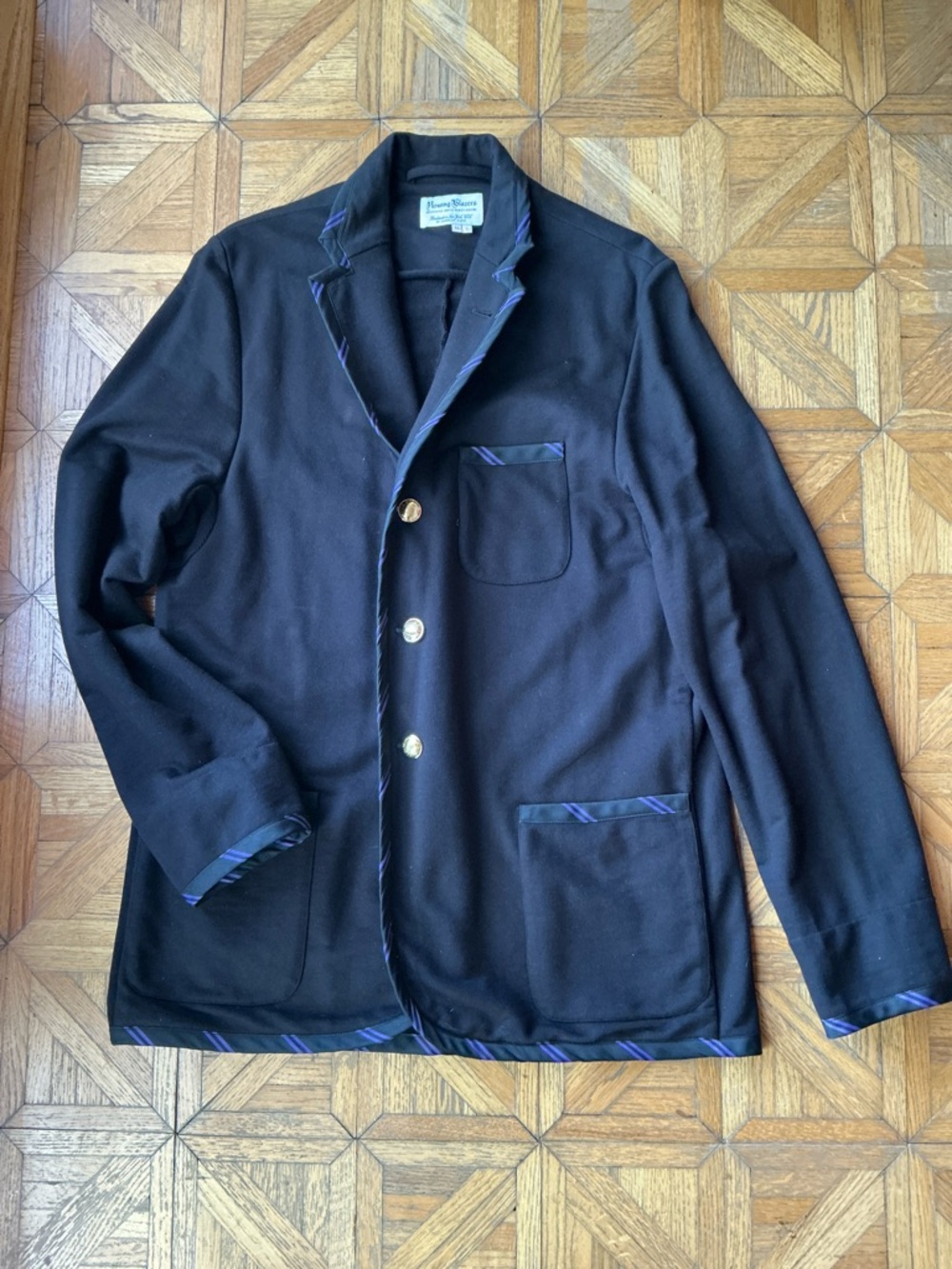 Rowing Blazers Black Blazer with Purple Trim